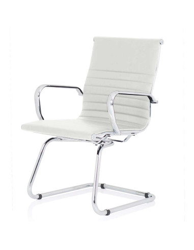 Nola Leather Cantilever Visitor Office Chair with Arms White OP000255