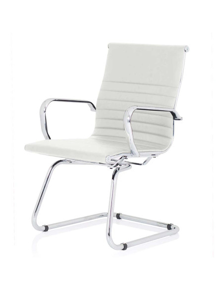 Nola Leather Cantilever Visitor Office Chair with Arms White OP000255 - pic 51113 | FastDaddyshop