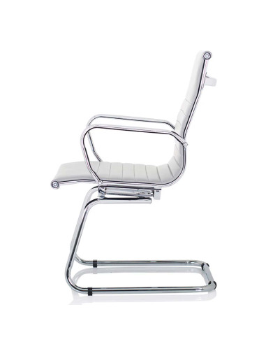 Nola Leather Cantilever Visitor Office Chair with Arms White OP000255