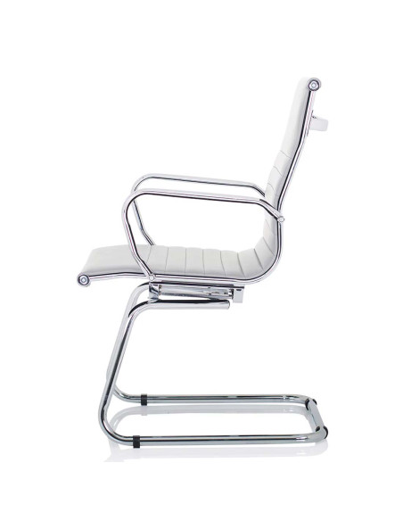 Nola Leather Cantilever Visitor Office Chair with Arms White OP000255 - pic 51114 | FastDaddyshop
