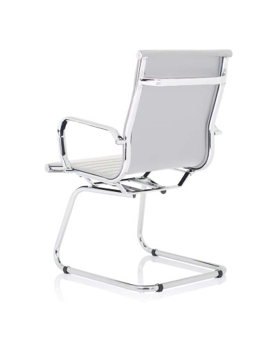 Nola Leather Cantilever Visitor Office Chair with Arms White OP000255