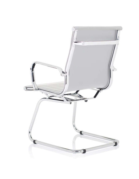 Nola Leather Cantilever Visitor Office Chair with Arms White OP000255 - pic 51115 | FastDaddyshop