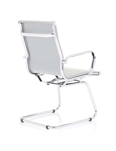 Nola Leather Cantilever Visitor Office Chair with Arms White OP000255 - pic 51116 | FastDaddyshop