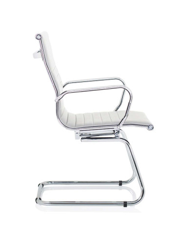 Nola Leather Cantilever Visitor Office Chair with Arms White OP000255