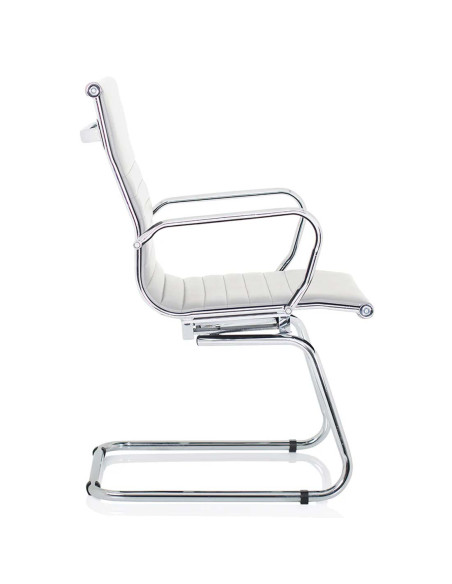 Nola Leather Cantilever Visitor Office Chair with Arms White OP000255 - pic 51117 | FastDaddyshop