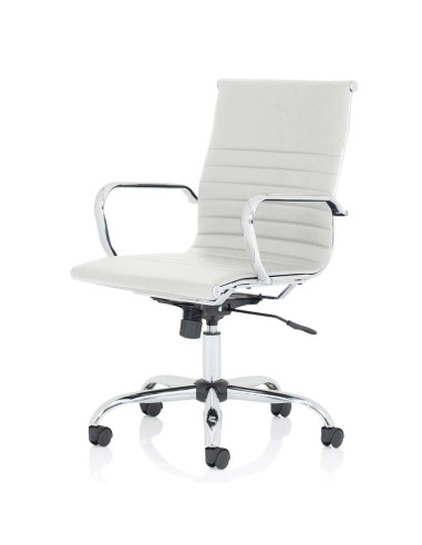 Nola Medium Back Soft Bonded Leather Executive Office Chair White OP000257