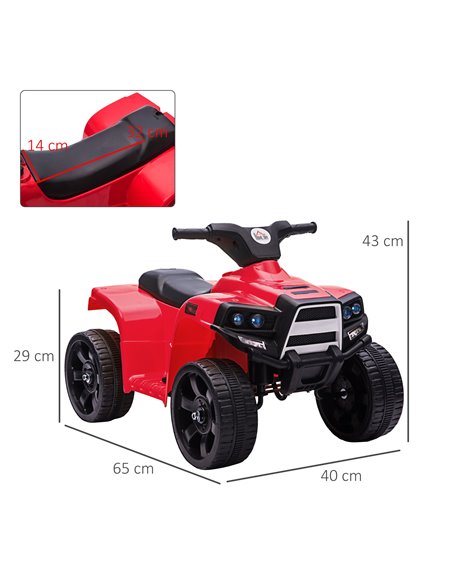HOMCOM 6 V Kids Ride on Cars Quad Bike Electric ATV Toy for Toddlers w/ Headlights Battery Powered for 18-36 months Black+Red - pic 5115 | FastDaddyshop