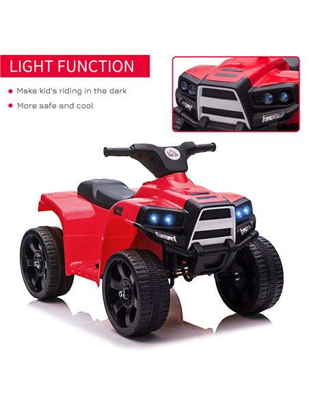 HOMCOM 6 V Kids Ride on Cars Quad Bike Electric ATV Toy for Toddlers w/ Headlights Battery Powered for 18-36 months Black+Red - pic 5117 | FastDaddyshop