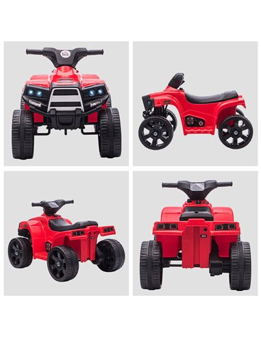 HOMCOM 6 V Kids Ride on Cars Quad Bike Electric ATV Toy for Toddlers w/ Headlights Battery Powered for 18-36 months Black+Red