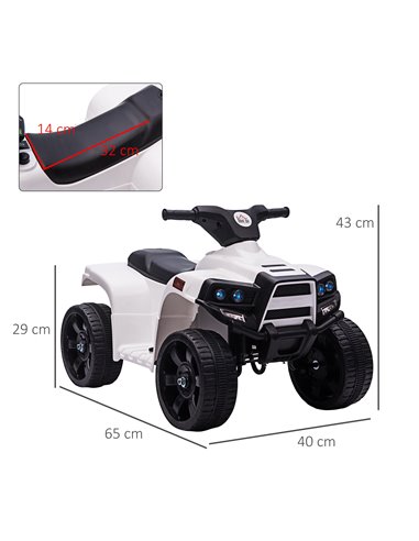 HOMCOM 6 V Kids Ride on Cars Quad Bike Electric ATV Toy Quad Bike for Toddlers w/ Headlights Battery Powered for 18-36 months Wh