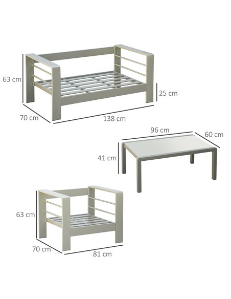 Outsunny 4 Pieces Outdoor Garden Furniture Set, Aluminium Frame Backyard Furniture w/ Thick Padded Cushioned Loveseat Glass Top  - pic 51239 | FastDaddyshop