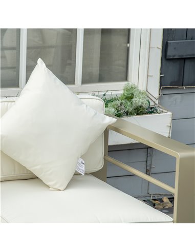 Outsunny 4 Pieces Outdoor Garden Furniture Set, Aluminium Frame Backyard Furniture w/ Thick Padded Cushioned Loveseat Glass Top 