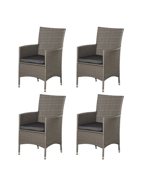 Outsunny Rattan Garden Furniture Set 4PC Sofa Chairs, Grey 861-004V72GY - pic 51246 | FastDaddyshop