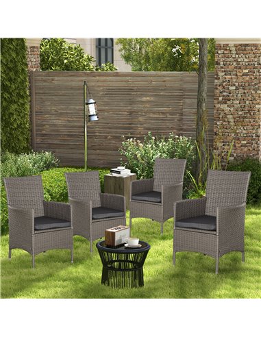 Outsunny Rattan Garden Furniture Set 4PC Sofa Chairs with Cushions Outdoor Patio Seating, 861-004V72GY