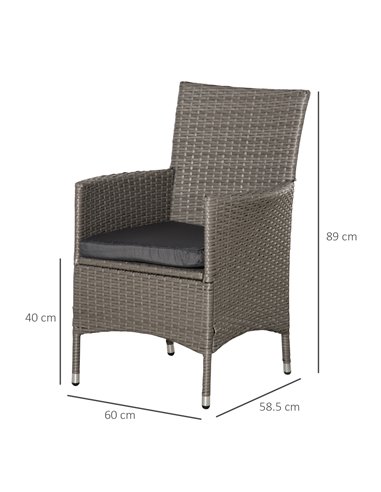 Outsunny Rattan Garden Furniture Set 4PC Sofa Chairs with Cushions Outdoor Patio Seating, 861-004V72GY