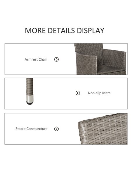Outsunny Rattan Garden Furniture Set 4PC Sofa Chairs with Cushions Outdoor Patio Seating, 861-004V72GY - pic 51250 | FastDaddyshop