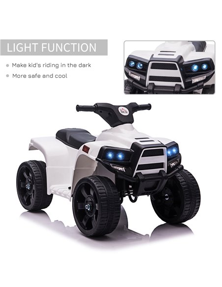 HOMCOM 6 V Kids Ride on Cars Quad Bike Electric ATV Toy Quad Bike for Toddlers w/ Headlights Battery Powered for 18-36 months Wh - pic 5126 | FastDaddyshop