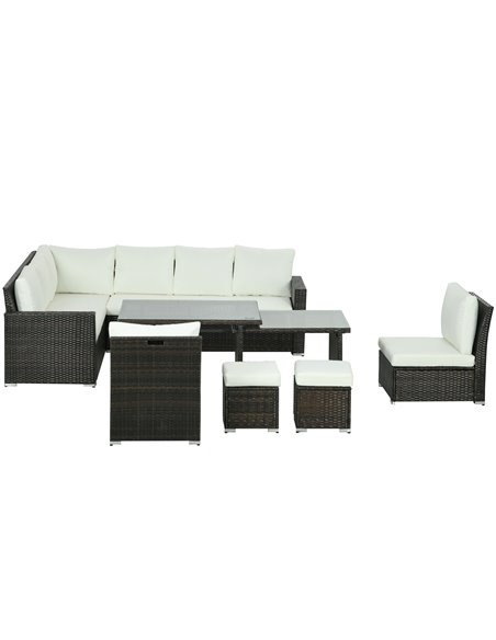 Outsunny 7 Piece Rattan Garden Furniture Set, Cream 860-295V70CW - pic 51273 | FastDaddyshop