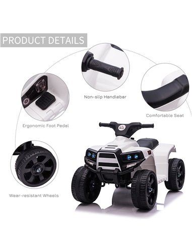 HOMCOM 6 V Kids Ride on Cars Quad Bike Electric ATV Toy Quad Bike for Toddlers w/ Headlights Battery Powered for 18-36 months Wh