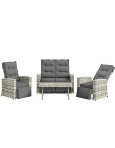 Outsunny 4 Piece Rattan Garden Furniture Set, Light Grey 860-288V70LG