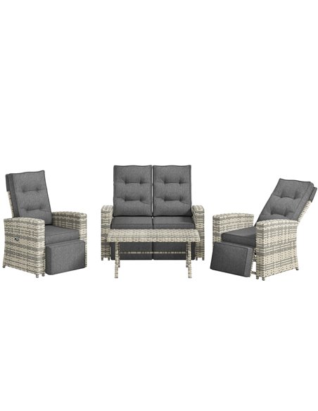Outsunny 4 Piece Rattan Garden Furniture Set, Light Grey 860-288V70LG - pic 51282 | FastDaddyshop