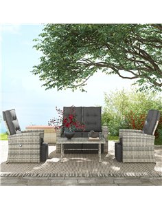 Outsunny 4 Piece Rattan Garden Furniture Set, Light Grey 860-288V70LG 2