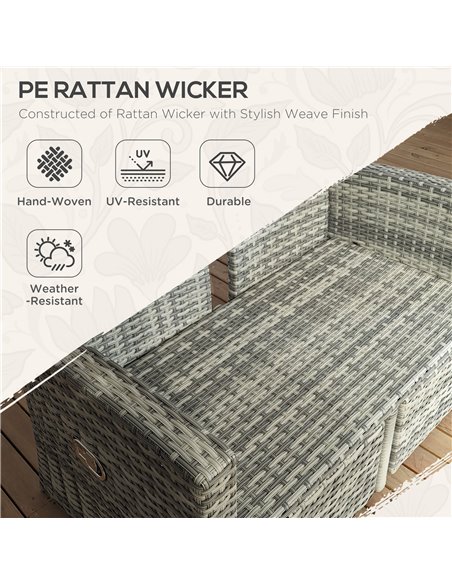 Outsunny 4 Piece Rattan Garden Furniture Set Outdoor Sofa Sectional Set with Glass Top Table for Yard, Poolside, Light Grey 860- - pic 51285 | FastDaddyshop