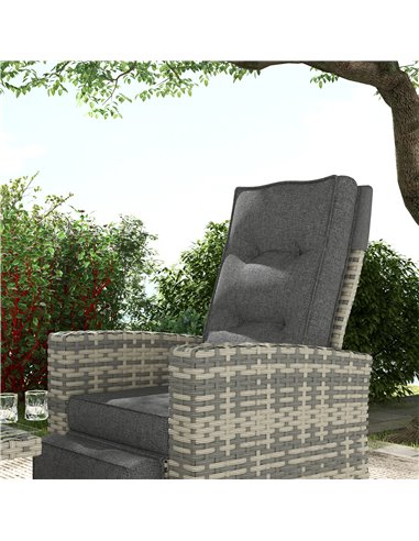 Outsunny 4 Piece Rattan Garden Furniture Set Outdoor Sofa Sectional Set with Glass Top Table for Yard, Poolside, Light Grey 860-