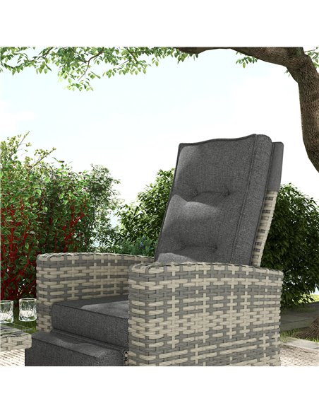 Outsunny 4 Piece Rattan Garden Furniture Set Outdoor Sofa Sectional Set with Glass Top Table for Yard, Poolside, Light Grey 860- - pic 51289 | FastDaddyshop