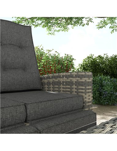 Outsunny 4 Piece Rattan Garden Furniture Set Outdoor Sofa Sectional Set with Glass Top Table for Yard, Poolside, Light Grey 860-
