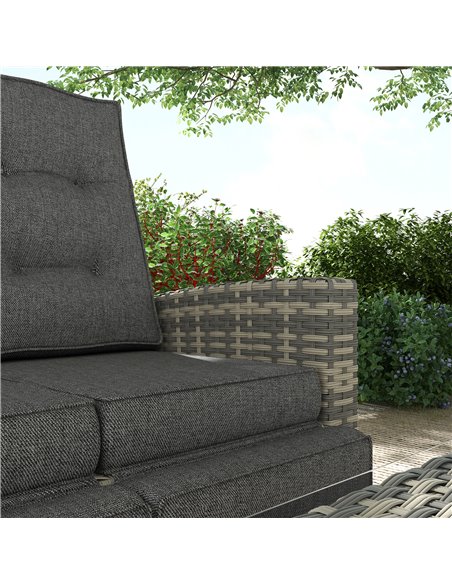 Outsunny 4 Piece Rattan Garden Furniture Set Outdoor Sofa Sectional Set with Glass Top Table for Yard, Poolside, Light Grey 860- - pic 51290 | FastDaddyshop