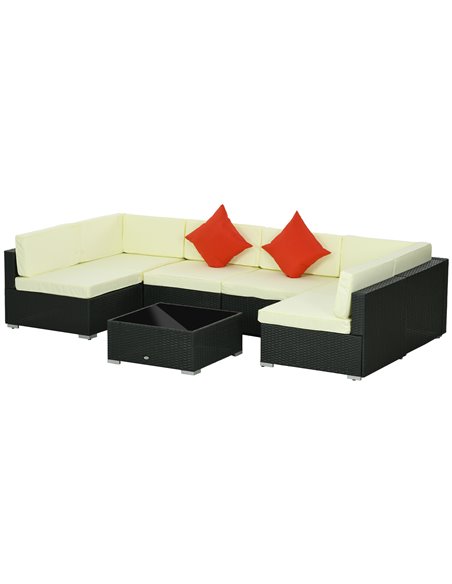 Outsunny 7 Pieces PE Rattan Garden Furniture Set, Black-Beige 860-027V71BK - pic 51291 | FastDaddyshop