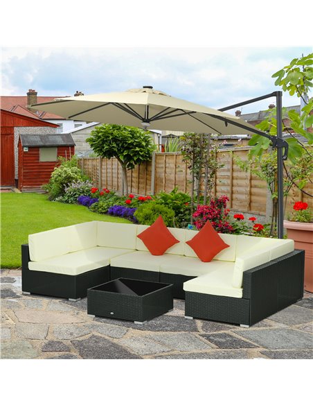 Outsunny 7 Pieces PE Rattan Garden Furniture Set, Black-Beige 860-027V71BK - pic 51292 | FastDaddyshop