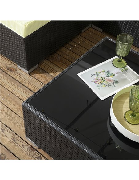 Outsunny 7 Pieces PE Rattan Garden Furniture Set w/ Thick Padded Cushion, Patio Garden Corner Sofa Sets w/ Glass Coffee Table an - pic 51299 | FastDaddyshop