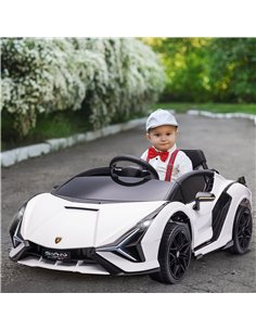 Homcom 3+ Kids Electric Car 12V Lamborghini SIAN with Parental Remote Control, Lights, MP3, White 2