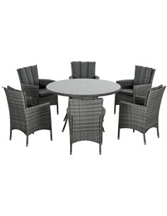 Outsunny 7 Pieces Garden PE Rattan Dining Set, Mixed Grey 861-084V70GG