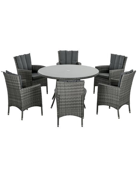 Outsunny 7 Pieces Garden PE Rattan Dining Set, Mixed Grey 861-084V70GG - pic 51300 | FastDaddyshop