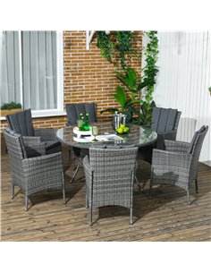 Outsunny 7 Pieces Garden PE Rattan Dining Set, Mixed Grey 861-084V70GG 2