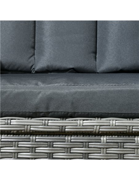 Outsunny 7 Pieces PE Rattan Dining Set w/ Cushions, Garden Furniture Set w/ Six Armchairs, Patio Conservatory w/ Tempered Glass  - pic 51308 | FastDaddyshop