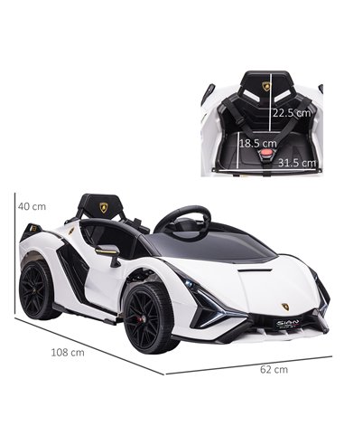 HOMCOM Compatible 12V Battery-powered Kids Electric Ride On Car Lamborghini SIAN Toy with Parental Remote Control Lights MP3 for