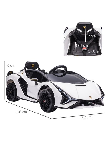 HOMCOM Compatible 12V Battery-powered Kids Electric Ride On Car Lamborghini SIAN Toy with Parental Remote Control Lights MP3 for - pic 5131 | FastDaddyshop