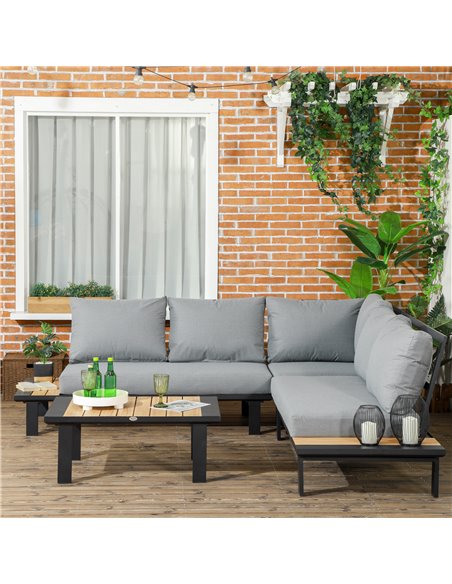 Outsunny 4 Pieces Aluminium Garden Furniture Set, Dark Grey 84B-606V72CG - pic 51310 | FastDaddyshop