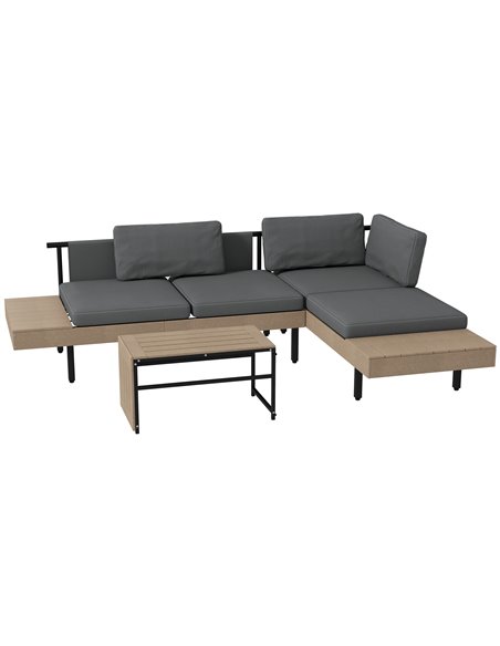 Outsunny 3-Piece L Shaped Garden Sofa Set, Grey & Natural Tone 84G-472V00GY - pic 51318 | FastDaddyshop