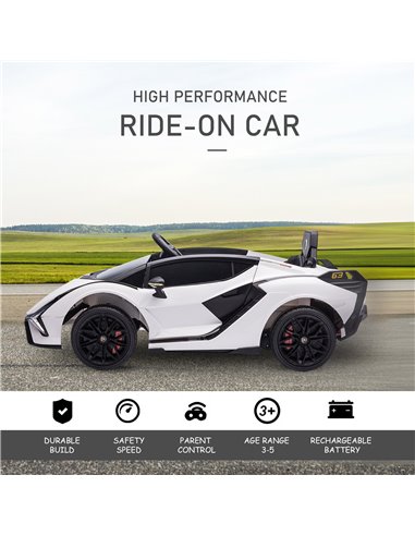 HOMCOM Compatible 12V Battery-powered Kids Electric Ride On Car Lamborghini SIAN Toy with Parental Remote Control Lights MP3 for
