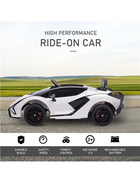 HOMCOM Compatible 12V Battery-powered Kids Electric Ride On Car Lamborghini SIAN Toy with Parental Remote Control Lights MP3 for - pic 5132 | FastDaddyshop