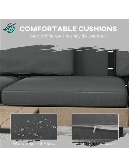 Outsunny 3-Piece L Shaped Garden Sofa Set with Sofa, Table, Cushions, HDPE, Garden Furniture Set for Poolside, Patio 84G-472V00G - pic 51322 | FastDaddyshop
