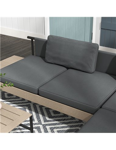Outsunny 3-Piece L Shaped Garden Sofa Set with Sofa, Table, Cushions, HDPE, Garden Furniture Set for Poolside, Patio 84G-472V00G