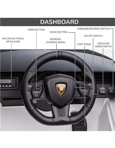 HOMCOM Compatible 12V Battery-powered Kids Electric Ride On Car Lamborghini SIAN Toy with Parental Remote Control Lights MP3 for