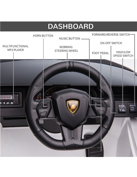 HOMCOM Compatible 12V Battery-powered Kids Electric Ride On Car Lamborghini SIAN Toy with Parental Remote Control Lights MP3 for - pic 5133 | FastDaddyshop