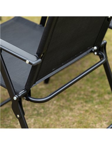 Outsunny 8 Pieces Metal Garden Furniture Set with Parasol and Folding Chairs, Patio Dining Set, 6 Seater Outdoor Table and Chair